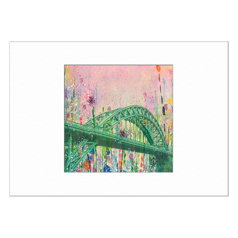 Tyne Bridge Flowers Limited Edition Print with Mount[
